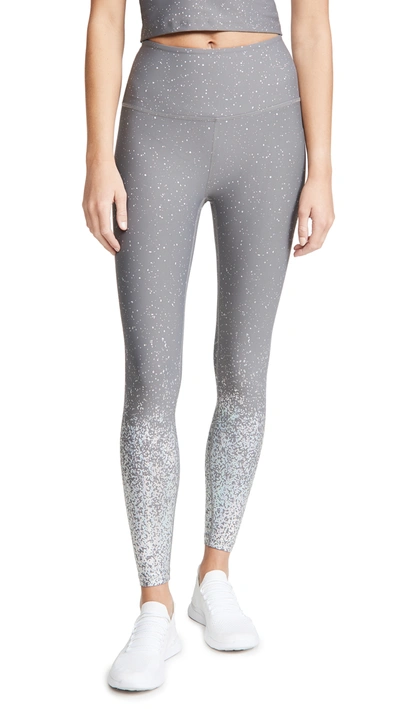 Beyond Yoga Alloy Ombre High Waisted Midi Leggings In Stone Gray Silver Dizzy Speckl