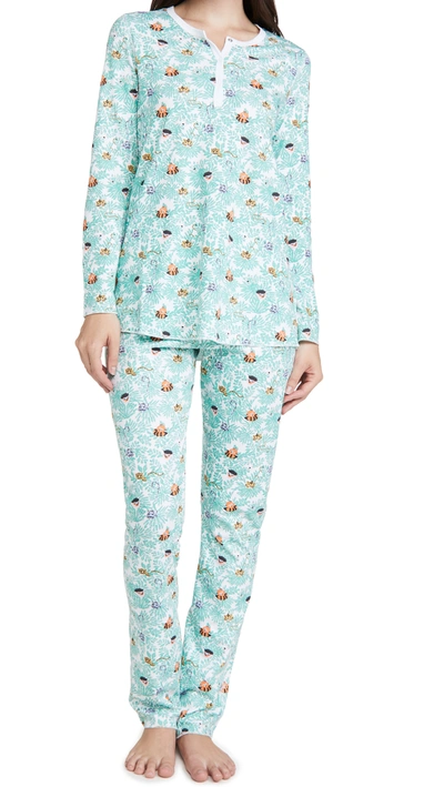 Roller Rabbit Heads & Tails Pajamas In Green