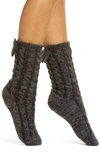 Ugg Laila Bow Fleece Lined Socks In Charcoal / Silver