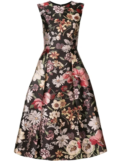 Adam Lippes Floral Jacquard Fit & Flare Midi Dress In Black