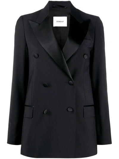 Dondup Double-breasted Tuxedo Blazer In Black