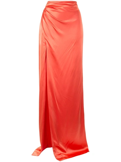 Cinq À Sept Kaitlyn Satin Maxi Skirt In Pomelo Red