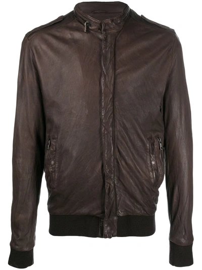 Giorgio Brato Leather Zip-up Jacket In Brown