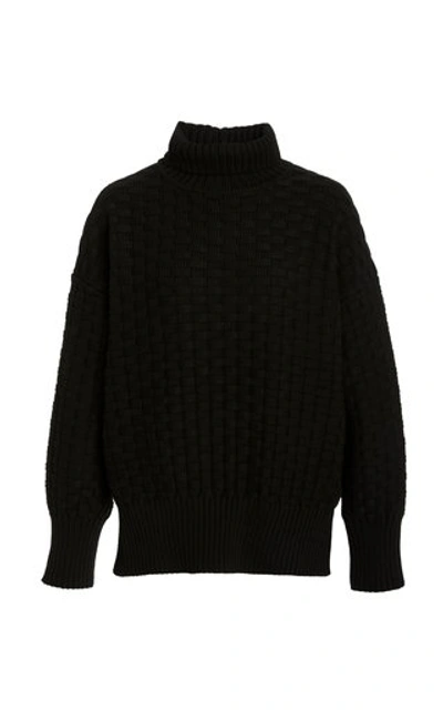 Rachel Comey Woven Rolled-neck Pima Cotton Sweater In Black