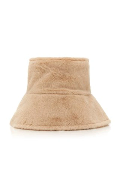Avenue Camille Faux Fur Bucket Hat In Neutral