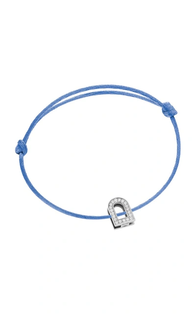 Davidor L'arc Voyage 18k White Gold; Diamond And Silk Cord Bracelet In Blue