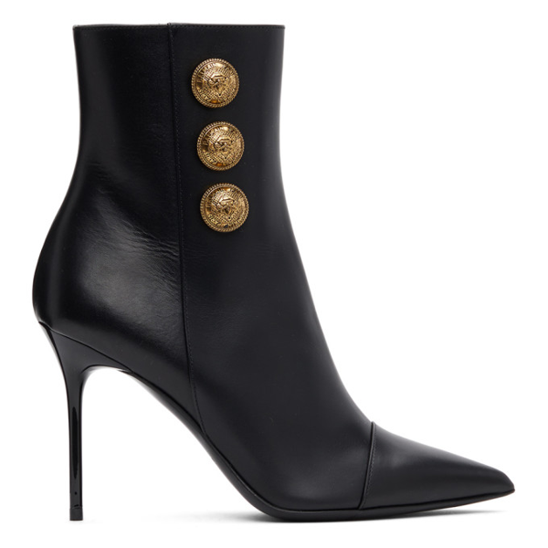 Balmain Roni High Heels Ankle Boots In Black Leather | ModeSens