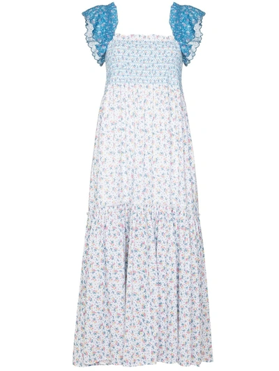 Loveshackfancy Constantine Empire-silhouette Dress In Blue