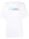 Off-white Rainbow Script Logo Print Tomboy T-shirt In White Multicolor