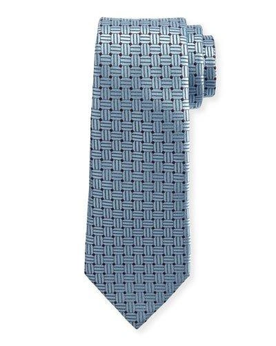 Ermenegildo Zegna Braided Neat Silk Tie, Blue