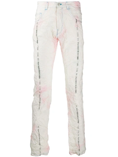 Kanghyuk Barcode Print Jeans In White