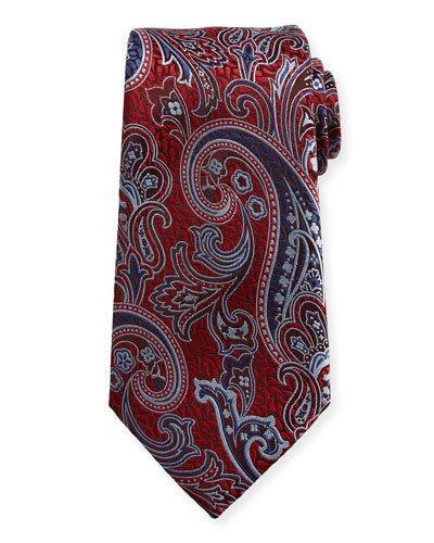 Ermenegildo Zegna Silk Paisley Tie, Red