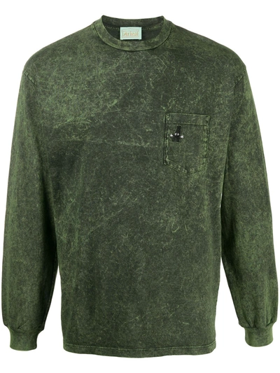 Aries Patch-pocket Stonewashed Sweatshirt In Green