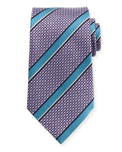 Ermenegildo Zegna Basketweave Satin-stripe Silk Tie, Lavender