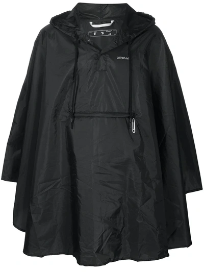 Off-white Logo-print Cape-style Raincoat In Black