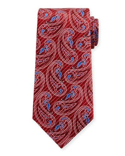 Ermenegildo Zegna Etched Paisley Silk Tie, Red