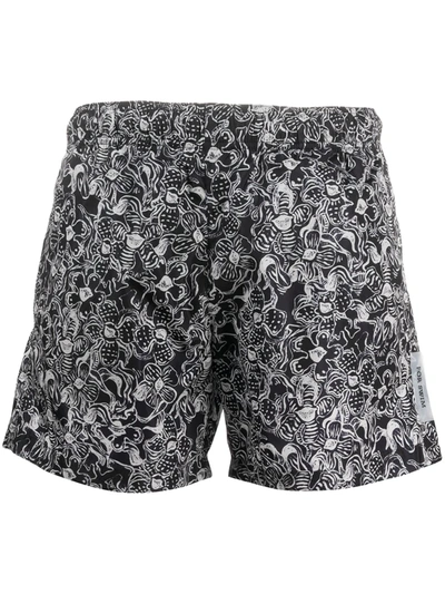 Off-white For Swim Floral-print Swim Shorts In Black