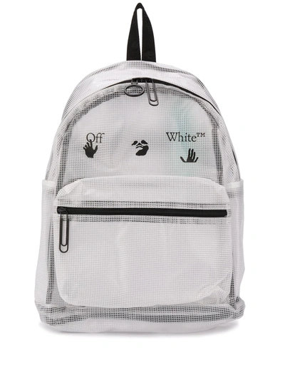 Off-white Matte Logo Print Backpack In White,black
