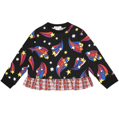 Stella Mccartney Kids' Stars Print Organic Cotton Sweatshirt In Black