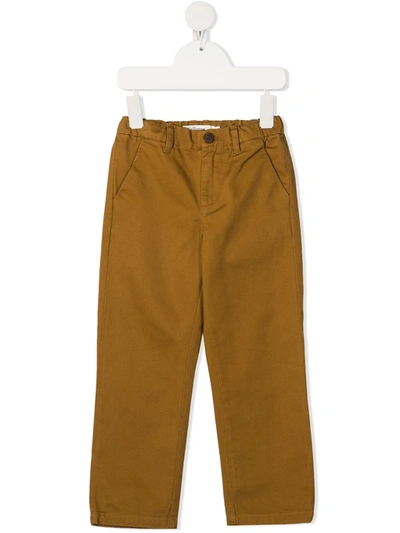 Bonpoint Kids' Straight-leg Cotton Trousers In Green