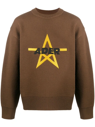 Ader Error Star Logo Oversized Knitted Sweater In Brown