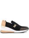 Michael Michael Kors Logo-print Slip-on Sneakers In Black/ Gold Multi
