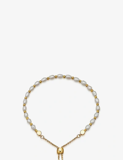 Astley Clarke Kula 18ct Gold-plated Vermeil Silver And Freshwater Pearl Bracelet In White Pearl