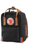 Fjall Raven Mini Kånken Rainbow Water Resistant 13-inch Laptop Backpack In Black/ Rainbow Pattern