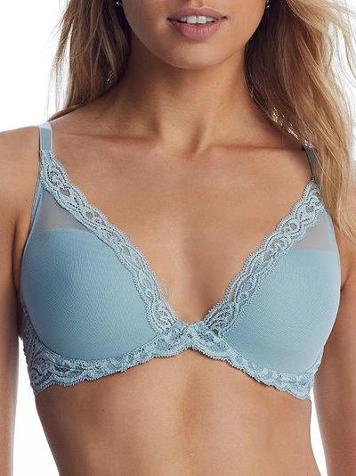 Natori Feathers Plunge Bra In Cyan
