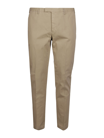 Pt01 Stretch Cotton Trousers In Beige