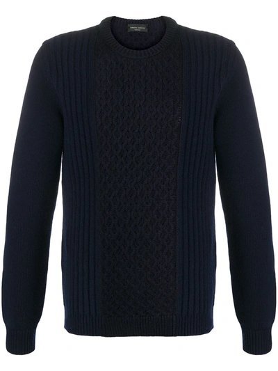 Roberto Collina Cable-knit Wool Jumper In Blue