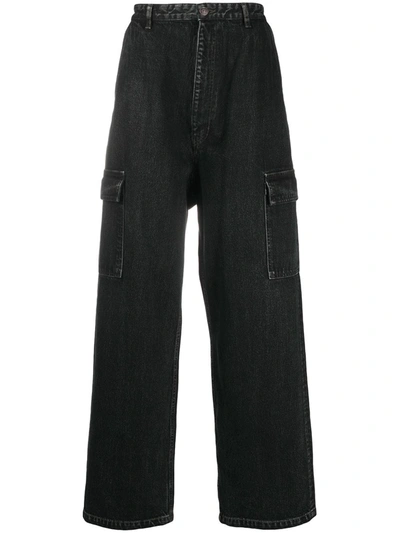 Balenciaga Wide-leg Cargo Jeans In Black