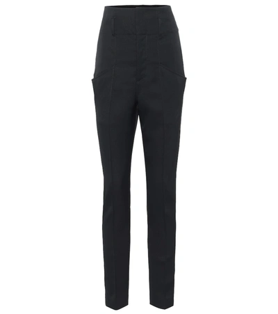 Isabel Marant Padme High-rise Wool Slim-leg Trousers In Black
