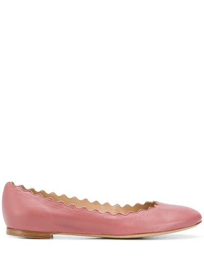 Chloé Scalloped Edge Ballet Pumps In Pink