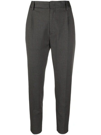 Dondup Cropped Houndstooth Trousers In Black