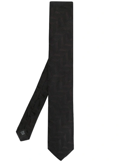 Dolce & Gabbana Geometric Embroidery Silk Tie In Black