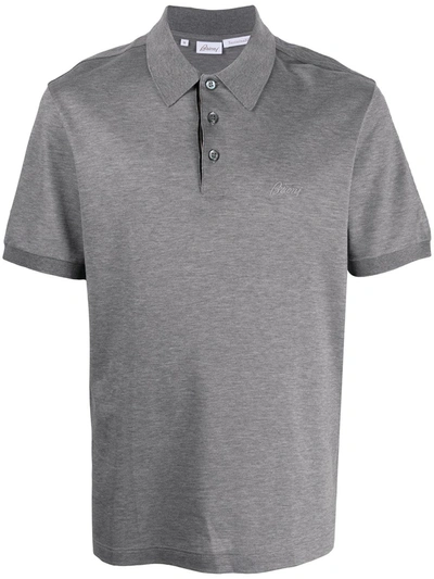Brioni Short Sleeve Polo Shirt In Grey