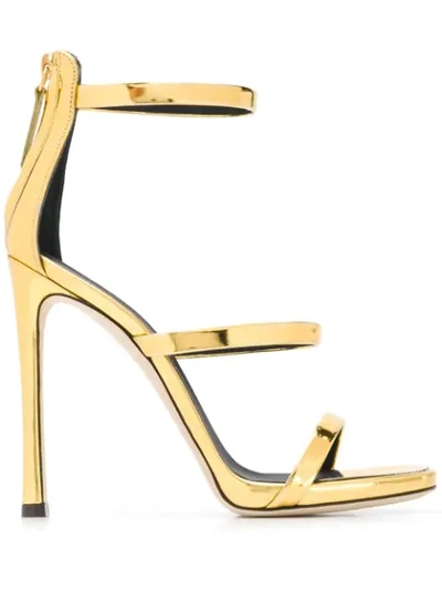 Giuseppe Zanotti Crossover Strap Metallic Sandals In Gold