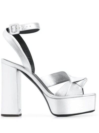 Giuseppe Zanotti Knot Detail Platform Sandals In Silver