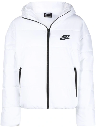 Nike Padded Coat With Logo Print In White