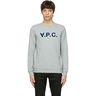 A.p.c. Logo-print Cotton-jersey Sweatshirt In Heather Gray