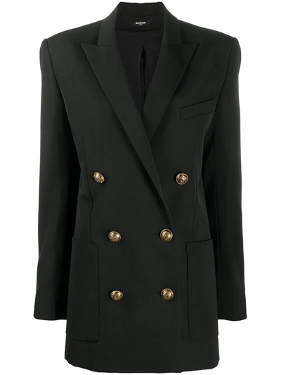Balmain Fitted Double-breasted Blazer In Black