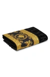 Versace I Heart Baroque Face Towel In Black/gold