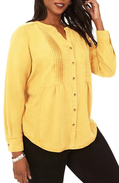 Foxcroft Kira Pleated Garment Dyed Shirt In Goldenrod