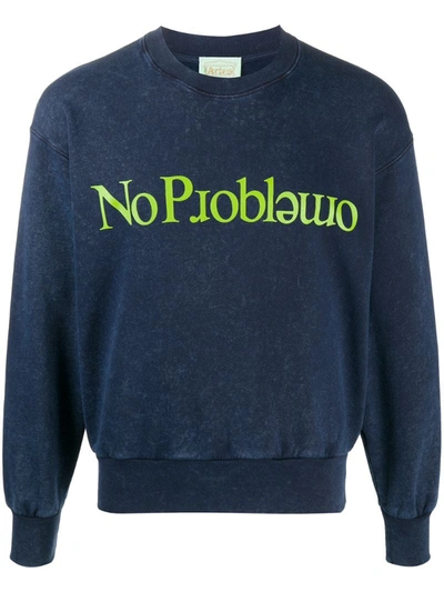 Aries No Problemo Graphic Cotton Sweatshirt In Blue