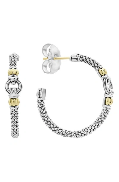 Lagos Caviar Link Hoop Earrings In Silver