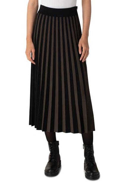 Akris Punto Kodak Stripe Pleated Skirt In Bamboo Black
