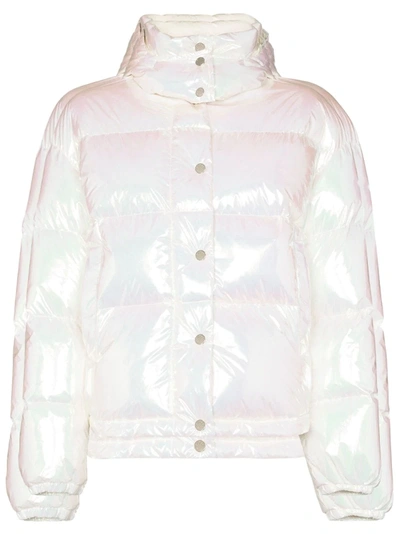 Moncler Daos Iridescent Hooded Quilted Shell Down Jacket In White