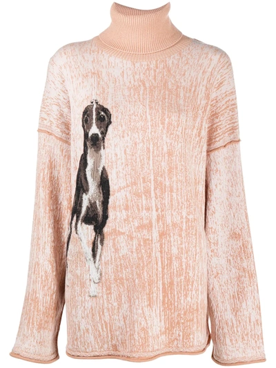 Acne Studios Dog-intarsia Jumper Warm Beige/multi In Neutrals