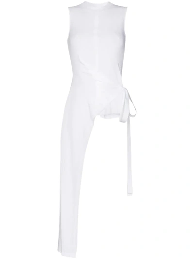 Rosetta Getty Asymmetric Hem Sleeveless Wrap Top In White